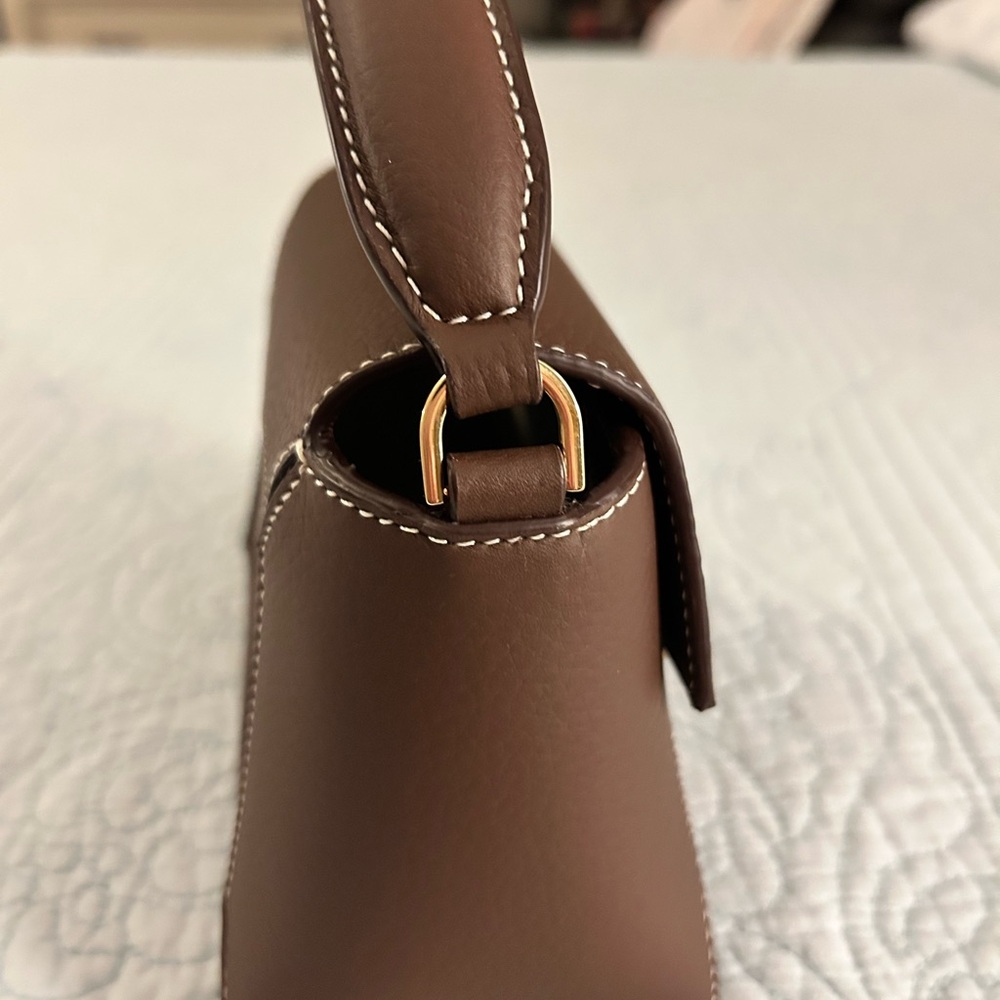 STRATHBERRY Mosaic Nano Leather Top-Handle Handbag Crossbody in Chocolate Brown - Picture 6 of 16